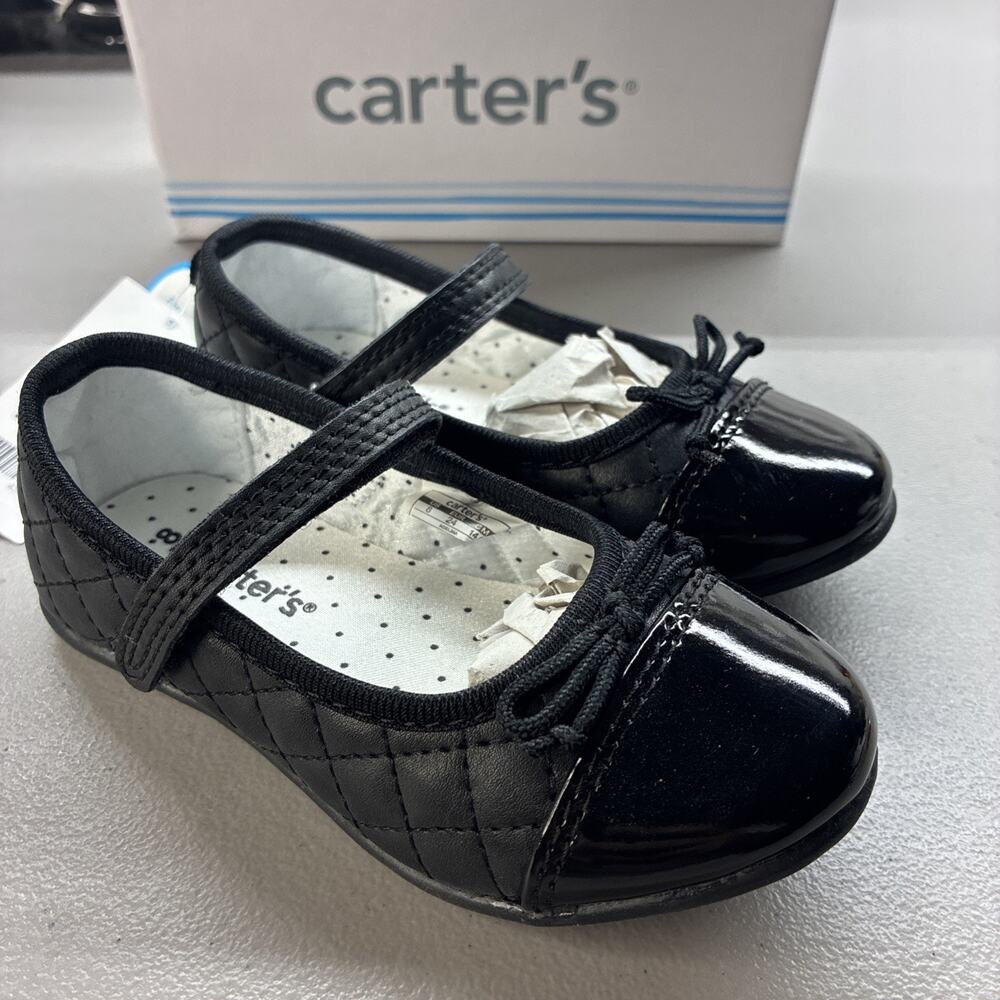 Carters Toddler Girl’s Adelina Mary Jane Comfort Dress Flats Black Size 8 New